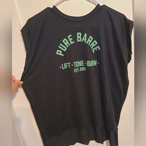 Pure Barre Black Muscle Tee with Seafoam Green Logo